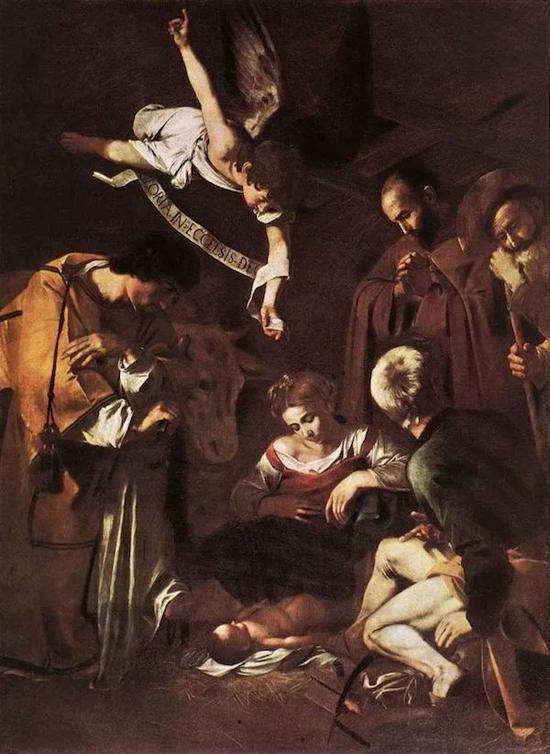《圣方济各、圣劳伦斯与耶稣诞生》，卡拉瓦乔